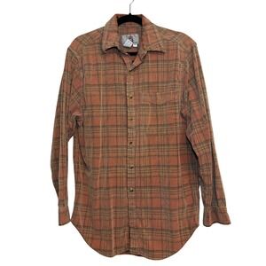 The Territory Ahead Shirt Long Sleeve Button Down Plaid Corduroy Orange Med Tall